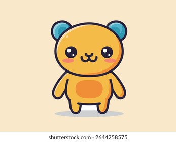 Cute cartoon style character set Mascot bear and cute creatures in  yellow