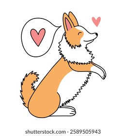 Cute cartoon style corgi standing on hind legs vector illustration