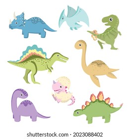 lindos dinosaurios tipo caricatura en vector