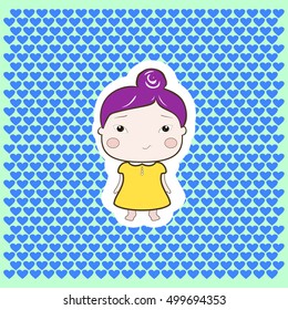 Cute cartoon style drawing little cutie baby girl