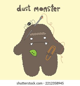 Cute, cartoon style dust monster
