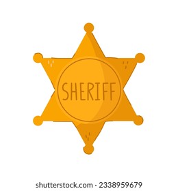 Cute cartoon style golden sheriff badge. svg