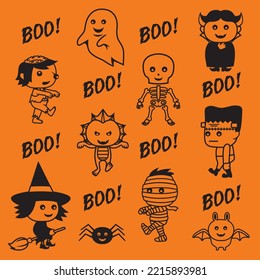 Cute cartoon style Halloween background