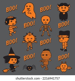 Cute cartoon style Halloween background