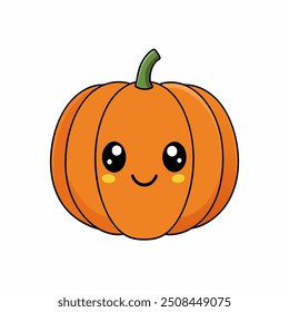 Cute Cartoon Style Happy Halloween Pumpkin Mascot With Cute Eyes And Expressive Mouth