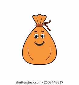 Cute Cartoon Style Happy Money Bag Mascot With Cute Eyes And Expressive Mouth