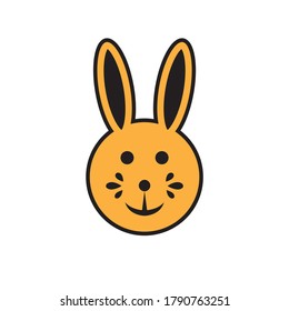 Cute cartoon style icon of a rabbit head