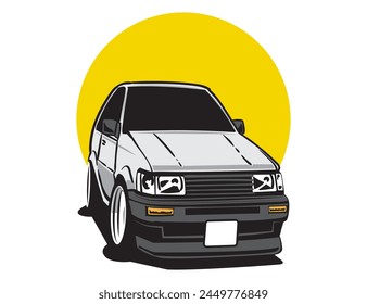 cute cartoon style illustration of 90s car vector graphic idea