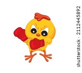 Cute cartoon style illustration of a boxing chick