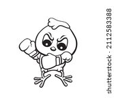Cute cartoon style illustration of a boxing chick