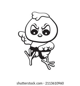 Cute cartoon style illustration of a karate chick