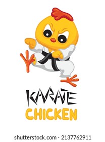 Cute cartoon style illustration of Karate Chicken character