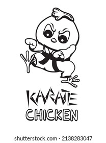 Cute cartoon style illustration of Karate Chicken character