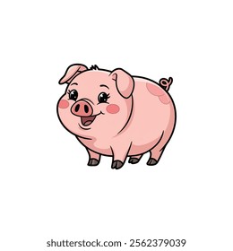 a cute cartoon style illustration of a pig