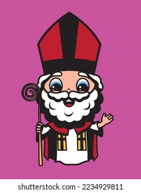 Cute cartoon style illustration of Saint Nicholas