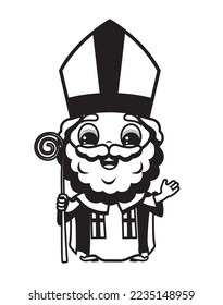 Cute cartoon style illustration of Saint Nicholas