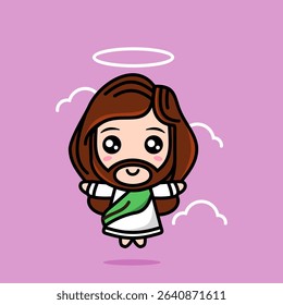 Cute cartoon style of Jesus Christ. Cute Jesus vector illustration