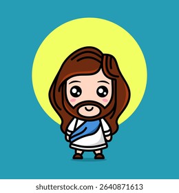 Cute cartoon style of Jesus Christ. Cute Jesus vector illustration