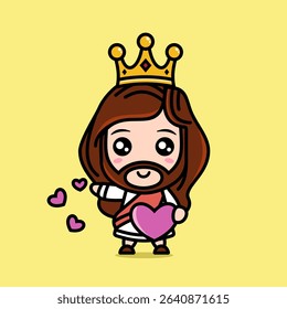 Cute cartoon style of Jesus Christ. Cute Jesus vector illustration