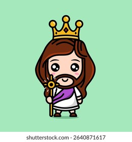 Cute cartoon style of Jesus Christ. Cute Jesus vector illustration
