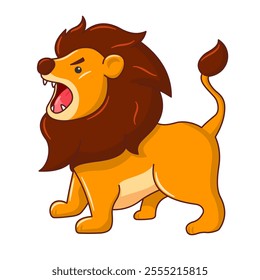 Cute cartoon style The lion is roaring isolated on white background vector