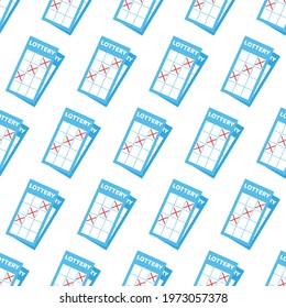 Cute cartoon style lottery tickets vector seamless pattern background.