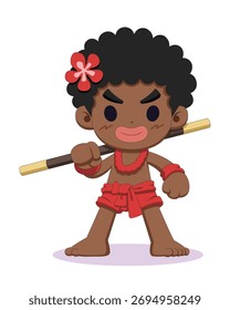 Lindo estilo de dibujos animados Mani nativo Sakai Ilustración vectorial