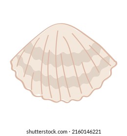 Cute Cartoon Style Mollusk Conch. Isolated On White.