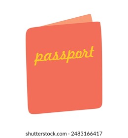 Cute cartoon style passport with Lettering. Doodle Identification Document. Flat Vector illustration Isolated on White background. International Document for Travelling, Airport control, Business.