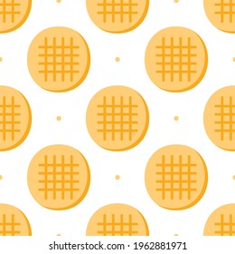 Cute cartoon style peanut butter cookies and dots vector seamless pattern background for food design.
