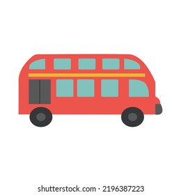 Cute cartoon style red bus. Vector illustration. 