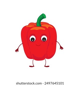 Cute cartoon style red pepper character