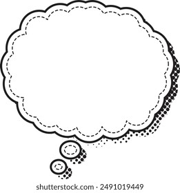 Cute and cartoon style, speech bubble or message box. black lines and shadow halftone with white background and isolated