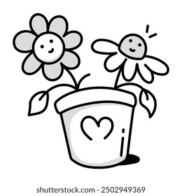 Cute Cartoon Style Spring Doodle Icons