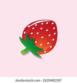 A cute, cartoon style strawberry