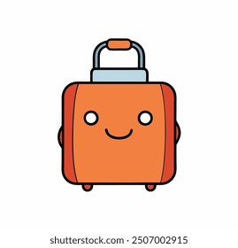 Cute Cartoon Style Travell Suitcase Luggage Bag With Cute Eyes And Expressive Mouth