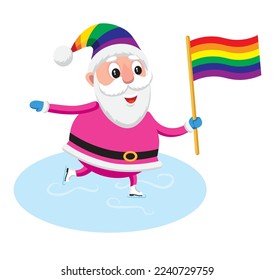 Cute cartoon style vector illustration of LGBT Santa Claus