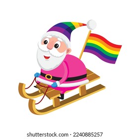 Cute cartoon style vector illustration of LGBT Santa Claus