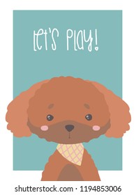 Cute cartoon style vector toy poodle dog illustration for children
