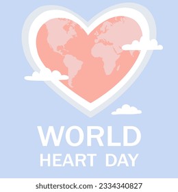 Cute cartoon style World Heart Day celebration banner.