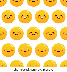 Cute Cartoon Style Yellow Smiling Ball Characters Vector Seamless Pattern Background For International Joke Day.