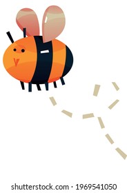 Cute cartoon stylised flying bee clipart