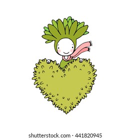 Cute cartoon succulent. Hand drawing isolated objects on white background. Vector illustration. 