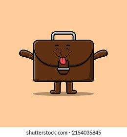 Cuto caricatura personaje maleta con expresión llamativa en estilo lindo