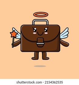 Cute Cartoon suitcase character in the form of fairy in 3d cartoon style concept