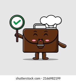 Cute Cartoon Koffer Koch-Charakter mit korrektem Zeichen in Vektorgrafik Fruchtzeichen