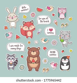 Animales de verano de dibujos animados