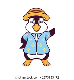 Cute cartoon in summer holiday wearing shirt