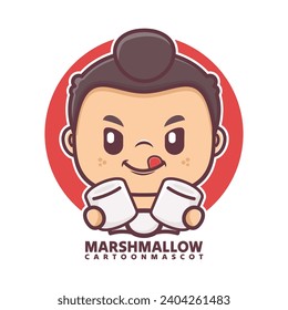 lindo sumo de dibujos animados con malvavisco. ilustraciones vectoriales con estilo de contorno, adecuado para, marca de logotipo, pegatinas, iconos, etc.