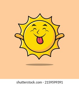 Cute cartoon sun character with flashy expression in cute style